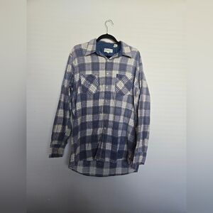 VTG The Highlander Flannel by Bud Burma Plaid Blue and White Men's Shirt